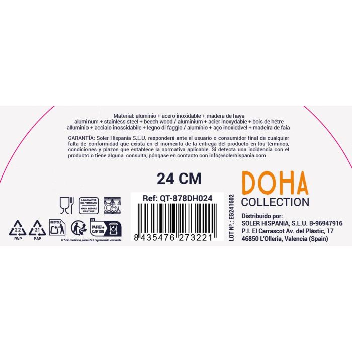 Sartén Doha Quttin 24 cm aluminio forjado - Inde (6 Unidades) 7 Sartén Doha Quttin 24 cm aluminio forjado - Inde (6 Unidades) 7