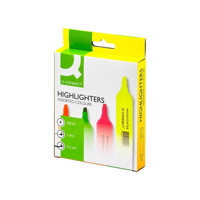 Rotulador Q-Connect Fluorescente Surtido Caja De 4 Unidades Colores Surtidos 1