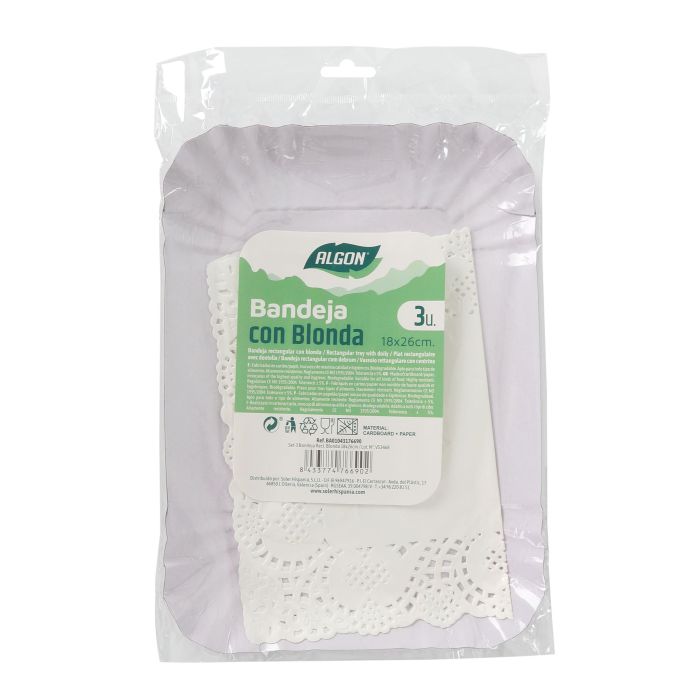 Set de 3 bandejas rectangulares Blonda 18x26 cm Algon (24 Cajas) 1