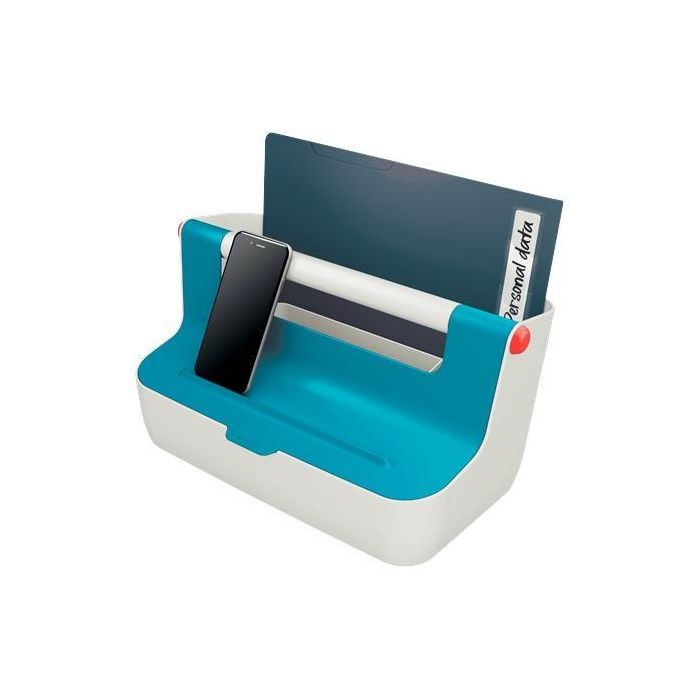 Leitz Caja De Almacenamiento Portátil Cosy C-Asa ABS Azul, Organizador con Compartimentos para A4 y Dispositivos Móviles