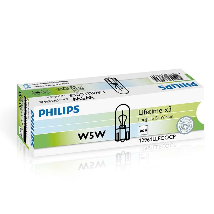 Philips W5 W Longlife Ecovision 12 V5 W2,1x9,5D Cp | 10 Unidades MTECPH 12961LLECOCP Philips W5 W Longlife Ecovision 12 V5 W2,1x9,5D Cp | 10 Unidades MTECPH 12961LLECOCP