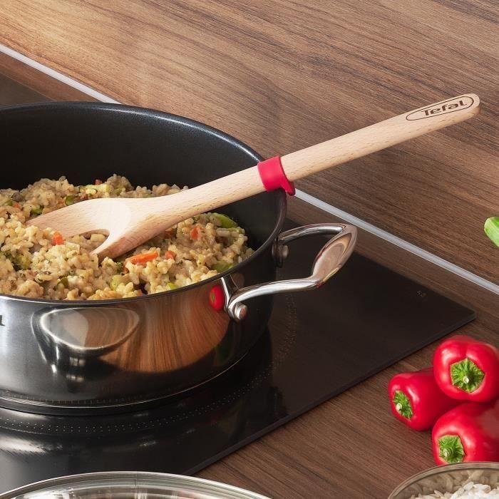 Cuchara de risotto TEFAL Ingenio - Madera de haya y silicona platino - 32 cm 2