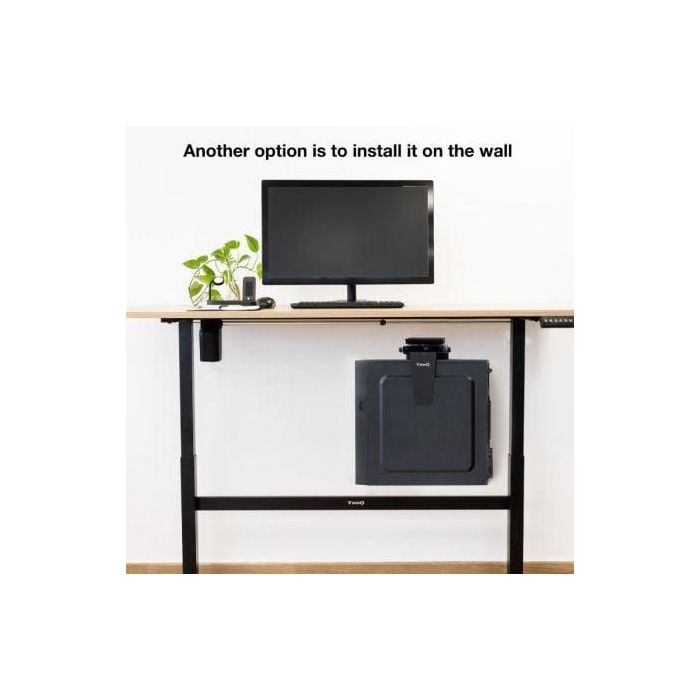 TooQ TQMUD01 Soporte Metálico para CPU PC Bajo Mesa o Pared Ajustable de Altura y Ancho, con Giro, hasta 10kg, Negro 4