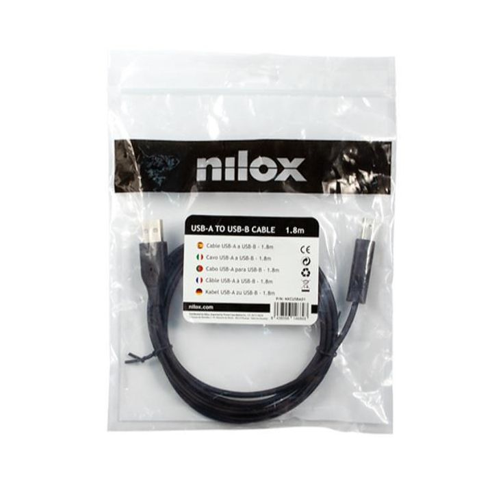 Nilox Cable USB 2.0 A Macho a B Macho 1.8m Negro para Impresoras, Escáneres y Discos Duros Externos 2 Nilox Cable USB 2.0 A Macho a B Macho 1.8m Negro para Impresoras, Escáneres y Discos Duros Externos 2