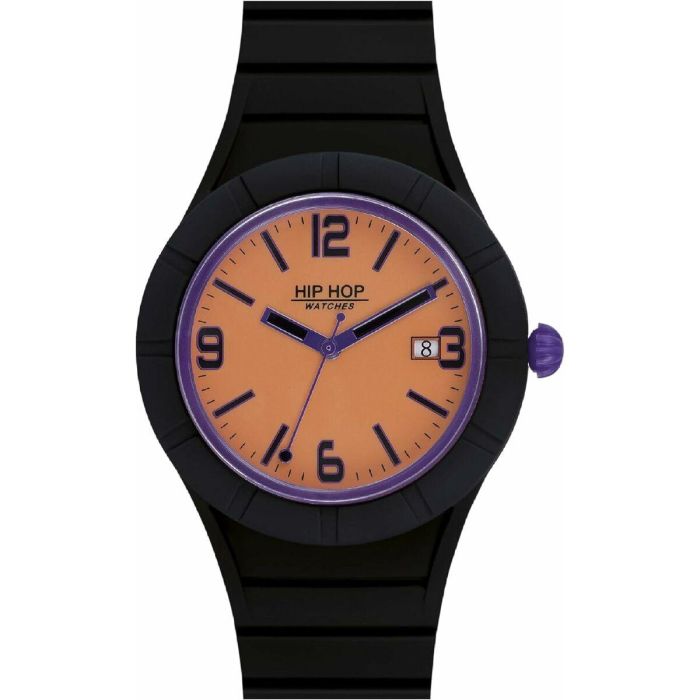 Reloj Hombre Hip Hop HWU1082 Negro Naranja 3