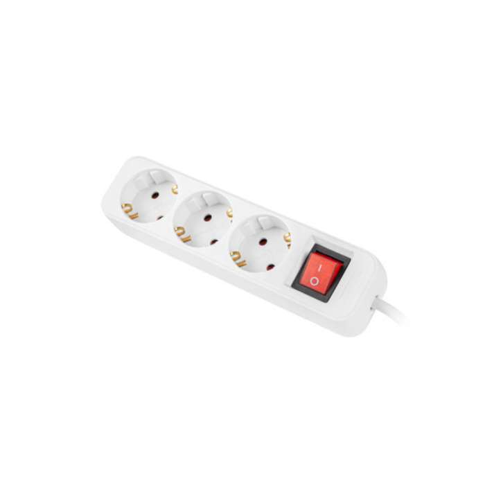 Lanberg PS1-03F-0150-W Regleta Base Múltiple 3 Salidas AC Tipo F 1.5m Blanco Interior 2500W 10A