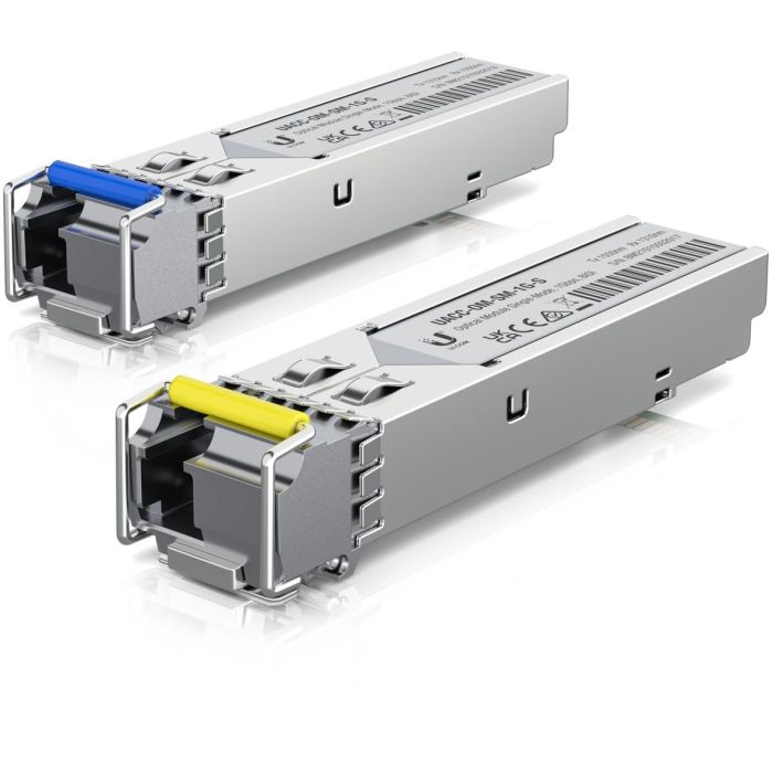 Ubiquiti Módulo SFP Transceptor de Fibra Óptica Monocapa Bidireccional Simplex hasta 1.25 Gbps LC 3 km Pack de 2