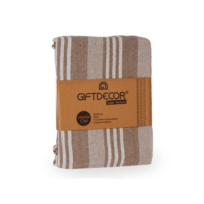 Multiusos Rayas Beige 235x205 cm - Giftdecor - 70% algodón, 25% poliéster (8 Unidades) 2 Multiusos Rayas Beige 235x205 cm - Giftdecor - 70% algodón, 25% poliéster (8 Unidades) 2