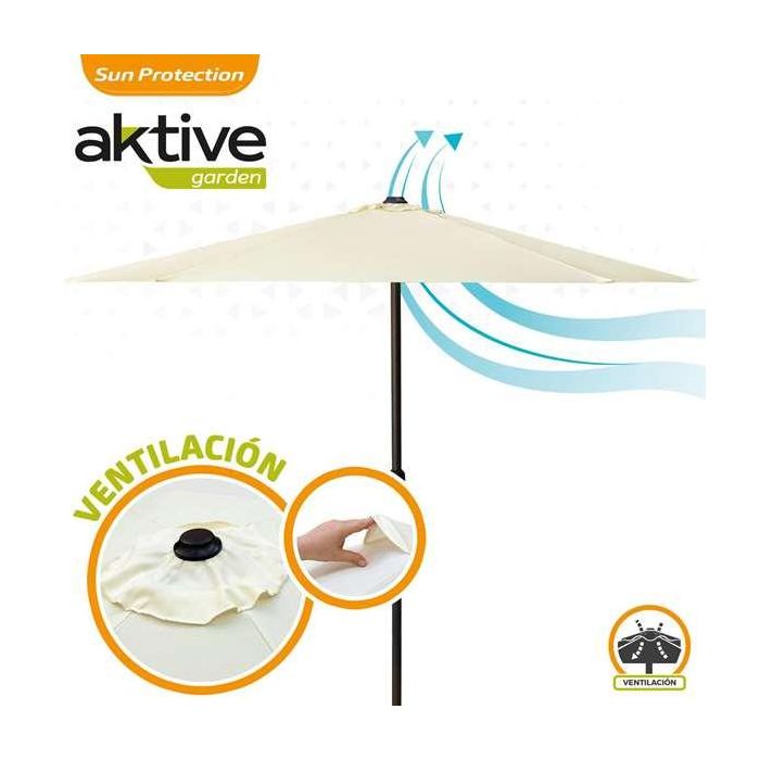 Parasol terraza 250 cm con chimenea y mástil de aluminio 3,4 cm color crema 5 Parasol terraza 250 cm con chimenea y mástil de aluminio 3,4 cm color crema 5