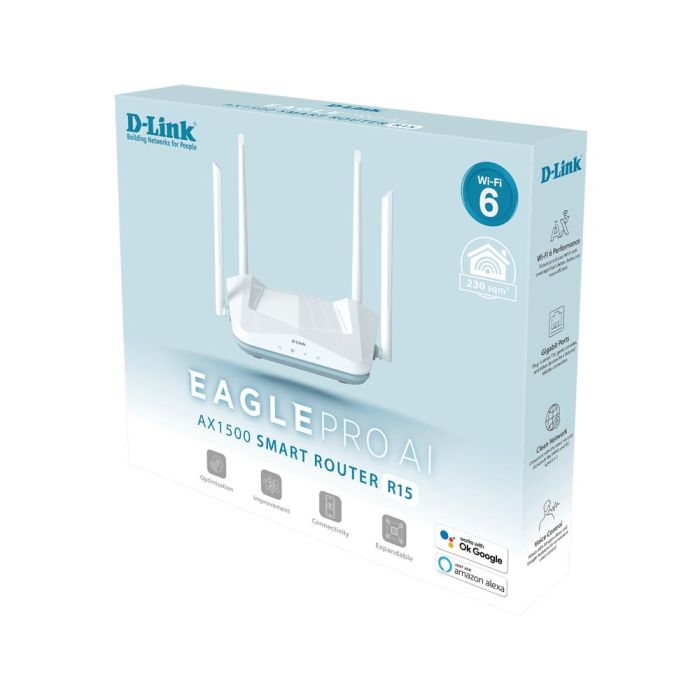 D-Link Router Wifi 6 R15 Eagle, Doble Banda (2.4GHz/5GHz), 4 Antenas, Gigabit Ethernet, Compatible con Asistente de Google 4 D-Link Router Wifi 6 R15 Eagle, Doble Banda (2.4GHz/5GHz), 4 Antenas, Gigabit Ethernet, Compatible con Asistente de Google 4