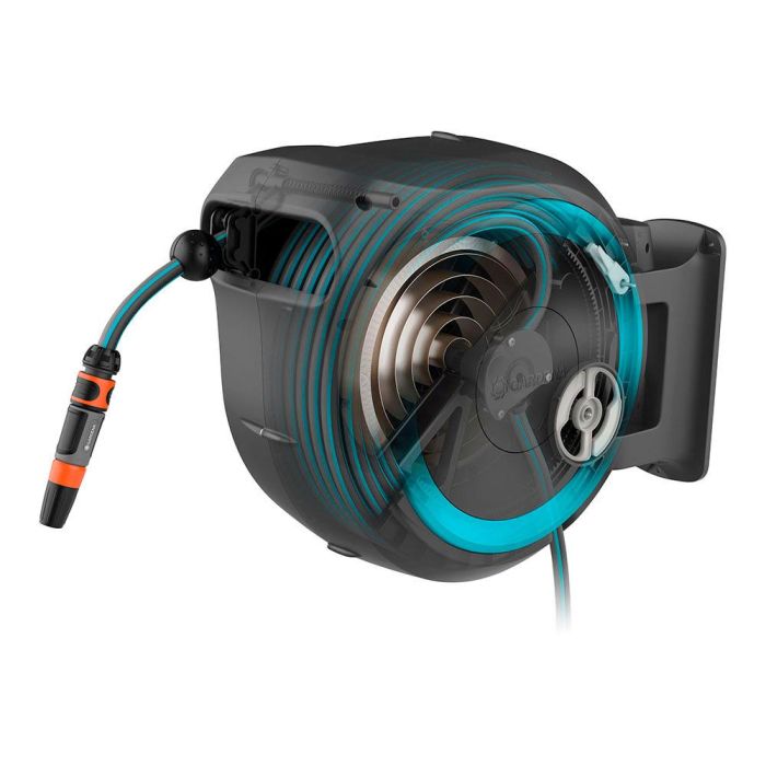 Gardena Rollup Portamangueras automático 25m, línea azul turquesa, anti UV y algas, incluye accesorios 1