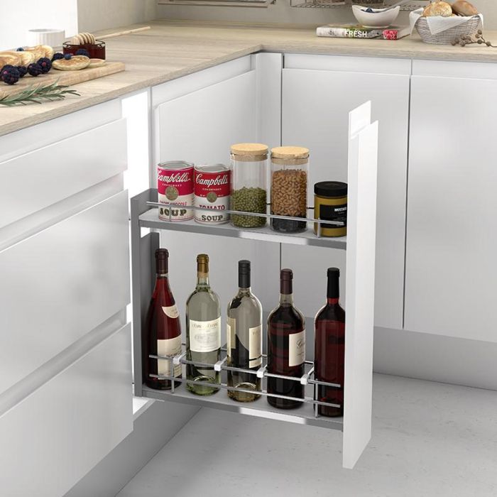 MENAGE CONFORT Botellero COMPACT Extraíble para Muebles de Cocina Módulo 200 Cromo-Blanco con Guías Ocultas y Cierre Amortiguado 0 MENAGE CONFORT Botellero COMPACT Extraíble para Muebles de Cocina Módulo 200 Cromo-Blanco con Guías Ocultas y Cierre Amortiguado 0