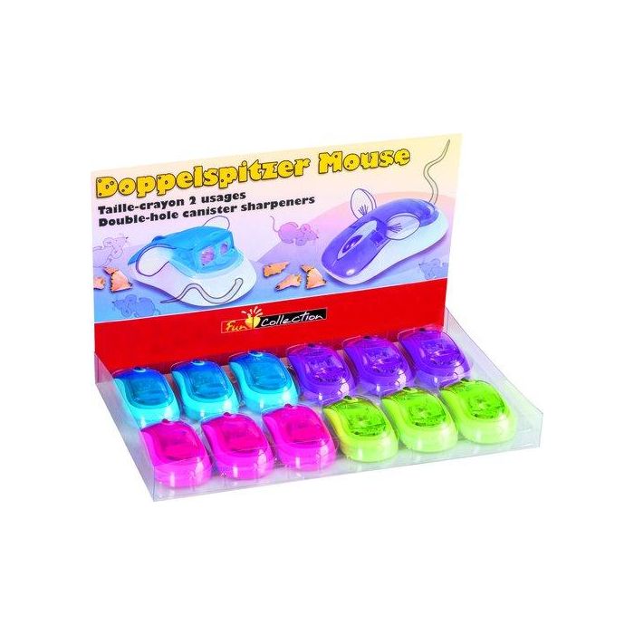 Afilalapiz Brunnen Fun 2 Usos Mouse Con Deposito Surtido Expositor De 12 (4 Col.)