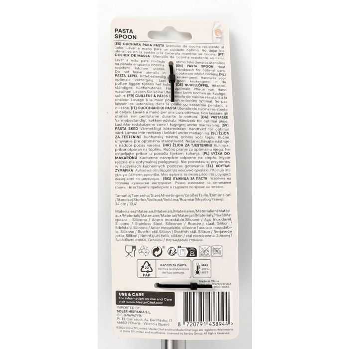 Cuchara para pasta de acero inoxidable y silicona Masterchef (24 Unidades) 3 Cuchara para pasta de acero inoxidable y silicona Masterchef (24 Unidades) 3