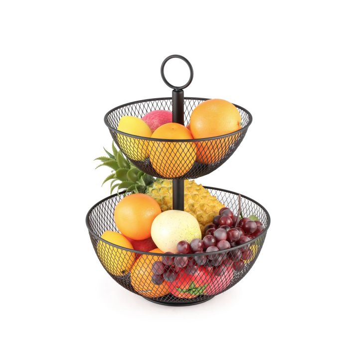 Cesta de metal frutero doble 31x31x41 cm - Confortime (4 Unidades) 1 Cesta de metal frutero doble 31x31x41 cm - Confortime (4 Unidades) 1