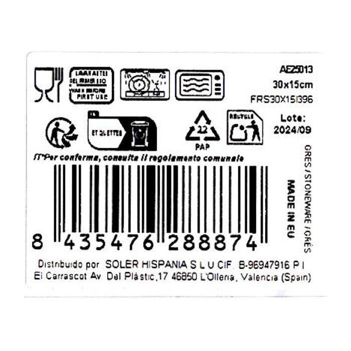 La Mediterranea Fuente Rectangular 30 x 15 cm "Aelia" Elite (18 Unidades) 3 La Mediterranea Fuente Rectangular 30 x 15 cm "Aelia" Elite (18 Unidades) 3