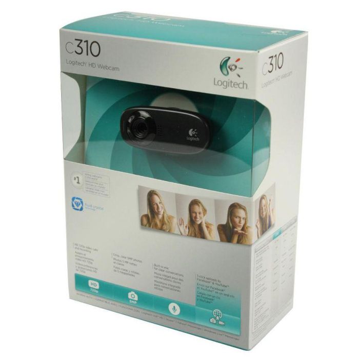 Logitech C310 Webcam HD 720p para Videollamadas y Fotos 5 MP con Micrófono RightSound y autoajuste RightLight 2 4