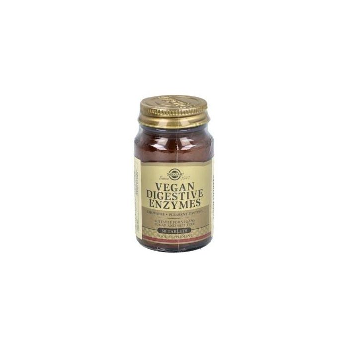 SOLGAR Enzimas Digestivas Veganas 50 Comprimidos Masticables | Apoyo Digestivo para Absorción de Nutrientes
