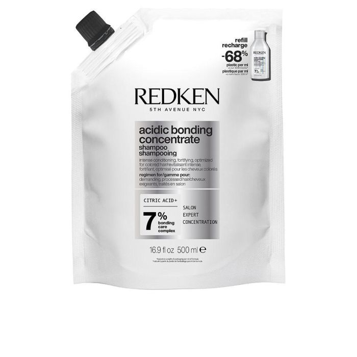 Redken Champú profesional sin sulfatos Acidic Bonding Concentrate para cabello dañado, color vibrante y brillo, recarga 500ml