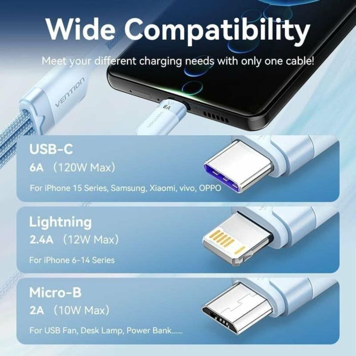 Cable USB a Lightning Vention CTRPG 2 Cable USB a Lightning Vention CTRPG 2