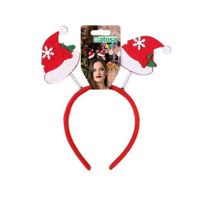 Diadema de Navidad Roja para Mujer Adulto - Accesorio festivo de Mamá Noel con gorros colgantes y detalles navideños para eventos y fiestas 1