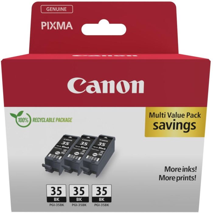 Canon Tinta Negra PGI-35 1509B028 Multipack x3 Cartuchos Originales para PIXMA iP100, iP110, TR150 0 Canon Tinta Negra PGI-35 1509B028 Multipack x3 Cartuchos Originales para PIXMA iP100, iP110, TR150 0