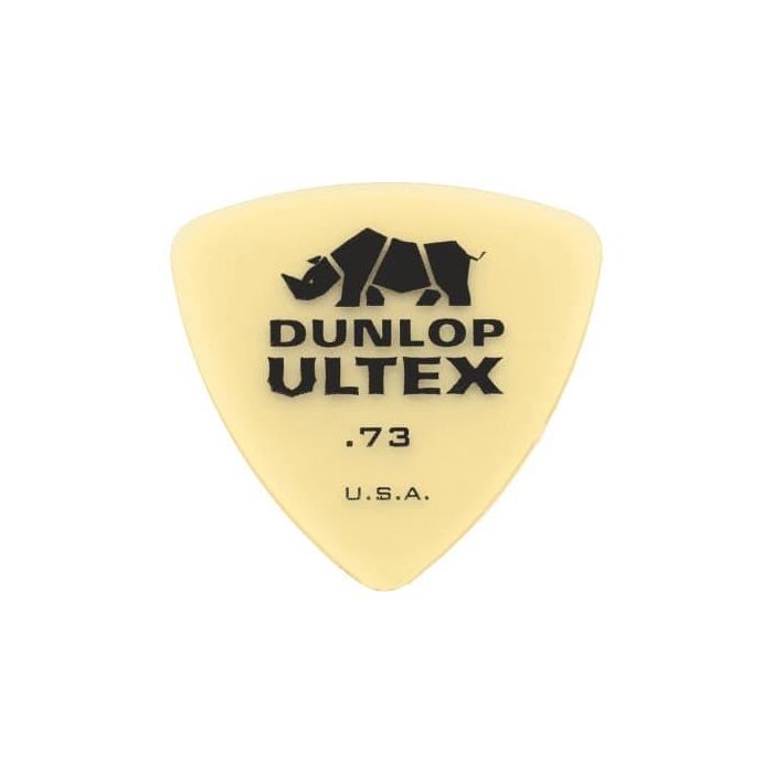 Dunlop Púas Ultex Triangle Amber 0.73 mm - Pack de 6 unidades para tonos cristalinos y durabilidad increíble