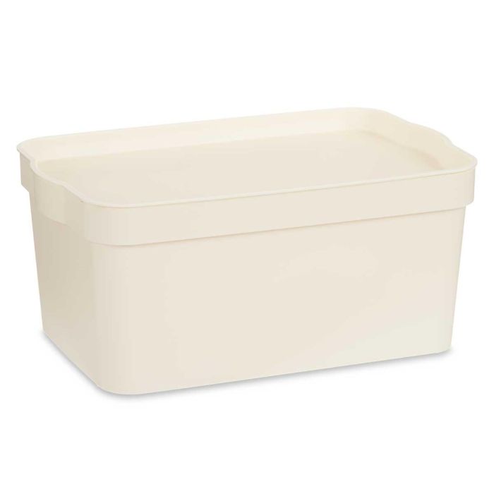 Caja Plastico Con Tapa 7,5L Crema Kipit 21X14CM (12 Unidades) 1 Caja Plastico Con Tapa 7,5L Crema Kipit 21X14CM (12 Unidades) 1