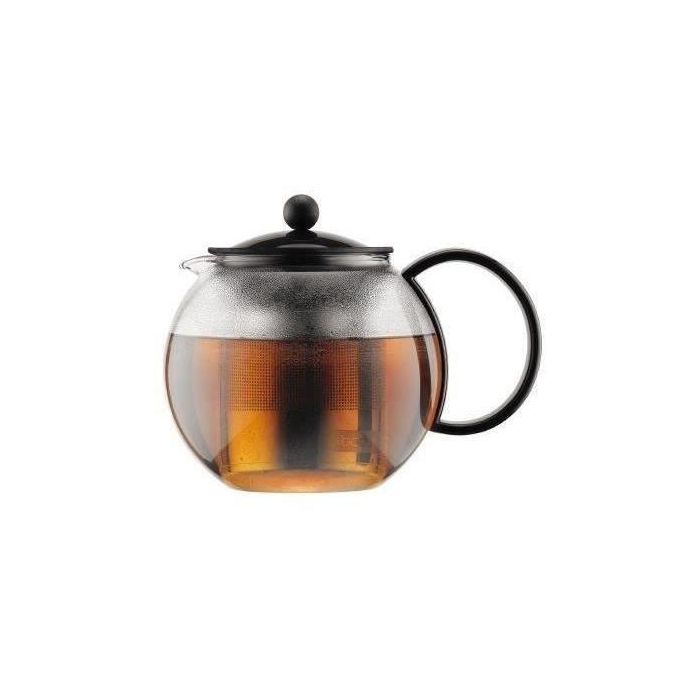 Bodum Assam: Tetera de Prensa Francesa para Té con Cubierta de Plástico y Filtro de Acero Inoxidable de 1.0 Litros Negra