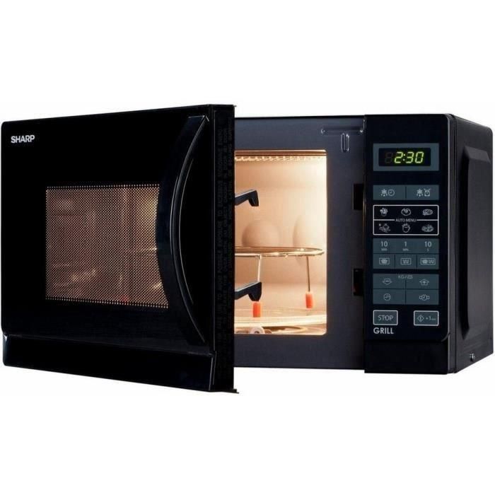 SHARP R-742BKW - Grill microondas - Negro - 25L - 900 W - Parrilla 1000 W - Independiente SHARP R-742BKW - Grill microondas - Negro - 25L - 900 W - Parrilla 1000 W - Independiente