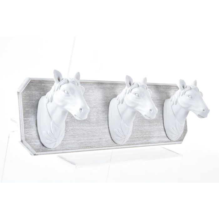 DKD Home Decor Perchero de Pared Estilo Cottage con Caballos, de MDF y Resina, Blanco y Marrón, 38x11x9 cm (Ancho x Alto x Fondo), Pack 2 Unidades 1
