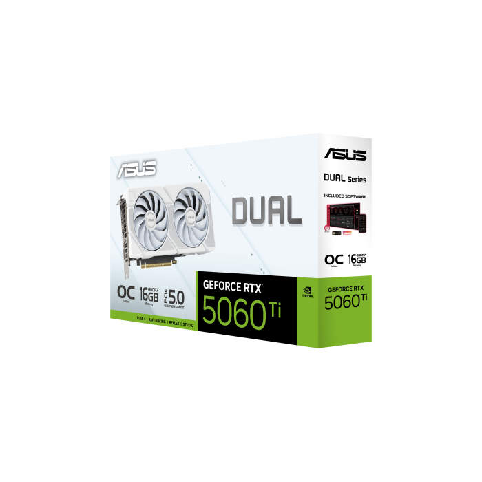ASUS RTX5060TI-O16G-WHITE NVIDIA GeForce RTX 5060 Ti 16 GB GDDR7 Tarjeta Gráfica Blanca con 2 Ventiladores 12 ASUS RTX5060TI-O16G-WHITE NVIDIA GeForce RTX 5060 Ti 16 GB GDDR7 Tarjeta Gráfica Blanca con 2 Ventiladores 12