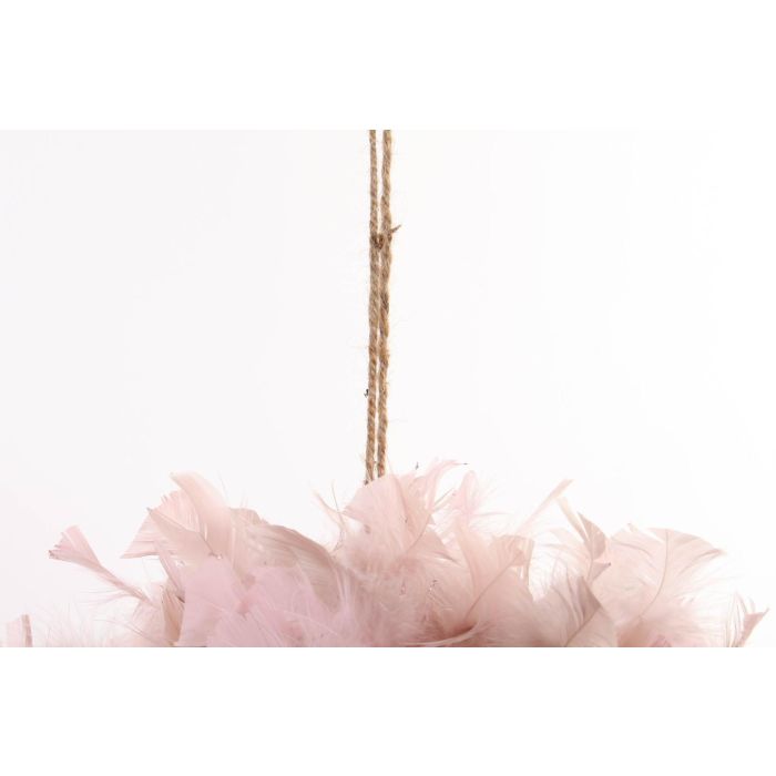 DKD Home Decor Bola Decoración Navidad Fantasía de Pluma y Espuma Rosa Palo y Blanco 40x40 cm (2 Unidades) 2