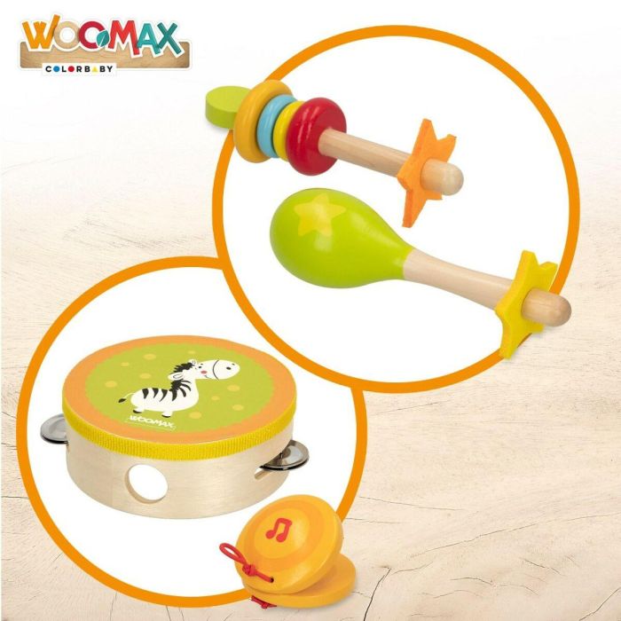 Set de instrumentos musicales de juguete Woomax Madera 14,5 x 4,5 x 14,5 cm (4 Unidades) 2 Set de instrumentos musicales de juguete Woomax Madera 14,5 x 4,5 x 14,5 cm (4 Unidades) 2