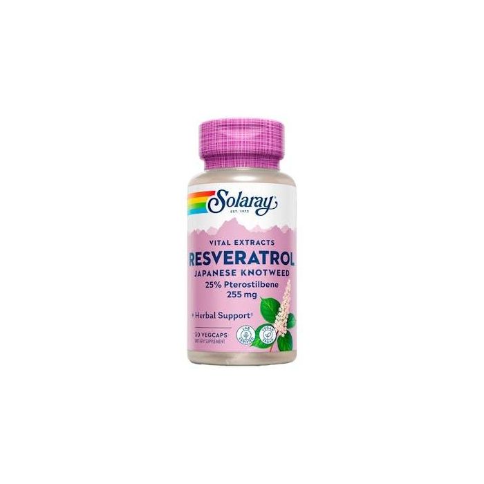 SOLARAY Super Resveratrol 250mg, 30 Cápsulas con 98% Trans-Resveratrol de Polygonum cuspidatum