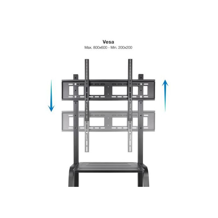 TooQ FS20101M-B Coloso Soporte de Suelo Móvil con Ruedas para Pantallas de 37"-100" hasta 150 kg, Bandeja Multiusos 2