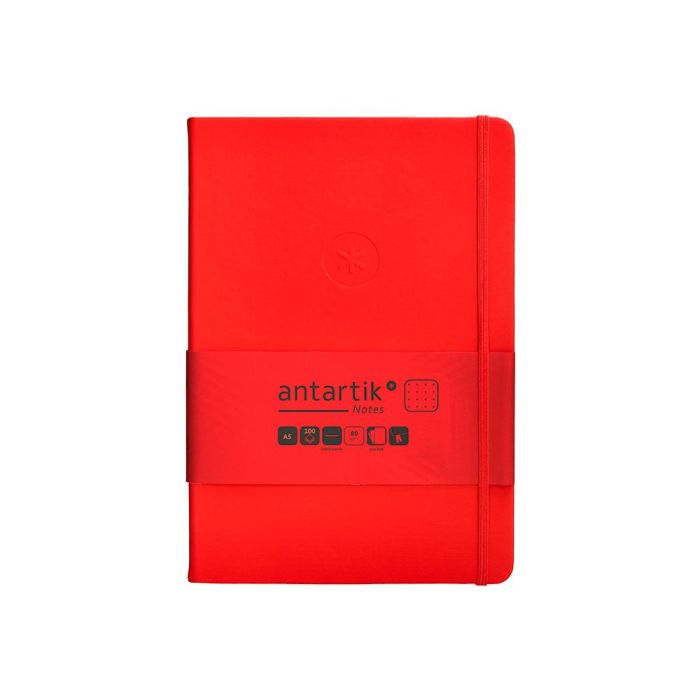 Cuaderno Con Gomilla Antartik Notes Tapa Dura A5 Hojas Puntos Rojo 100 Hojas 80 gr Fsc 1