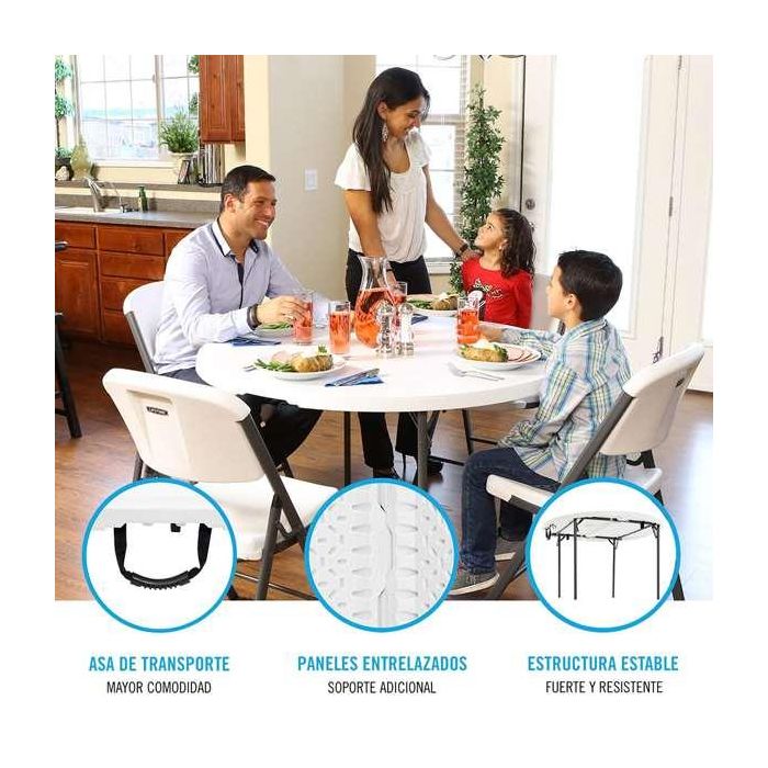 Mesa Plegable Lifetime Blanco 122 x 73,5 x 122 cm Acero Plástico 5 Mesa Plegable Lifetime Blanco 122 x 73,5 x 122 cm Acero Plástico 5