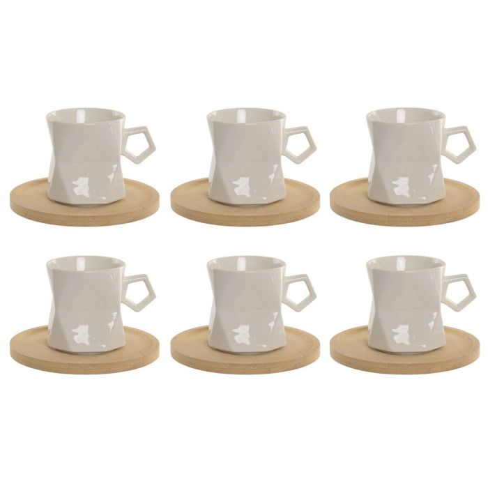 DKD Home Decor Tazas de Café Básicas de Porcelana Blanca, Set de 6 (180ml) 7.5 x 8 x 11 cm
