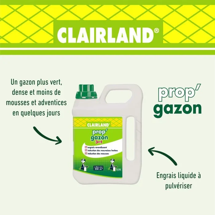 Clairland CLAIRGAZ2500 Abono Líquido para Césped 3 en 1 Concentrado 2.5 L 2