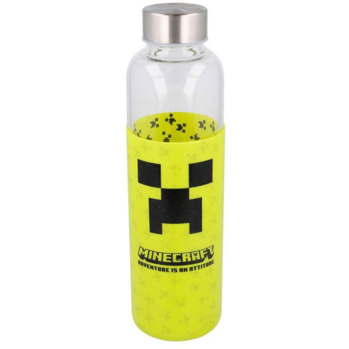 Botella cristal Minecraft funda silicona 585ml 0 Botella cristal Minecraft funda silicona 585ml 0