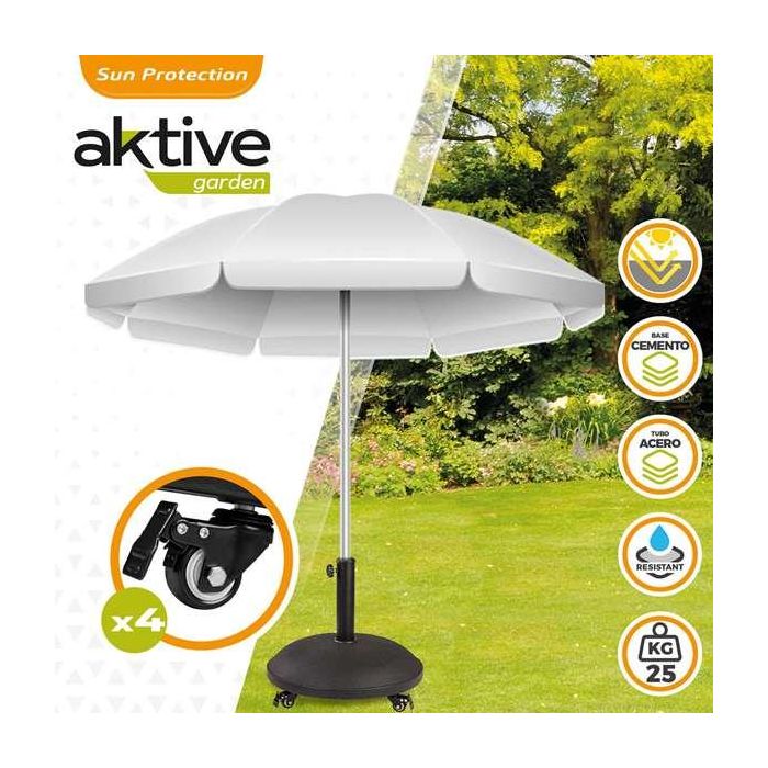 Soporte de parasol cemento con ruedas 25 kg tubo 4,8 cm 50x34 cm 3 Soporte de parasol cemento con ruedas 25 kg tubo 4,8 cm 50x34 cm 3