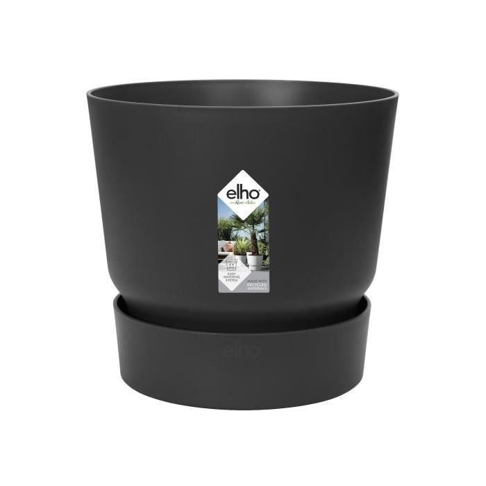 Elho Maceta Redonda Greenville 40 Exterior Ø 39x36.8 cm Negro Living Plástico 100% Reciclado, Resistente a Heladas con Tanque de Agua 1 Elho Maceta Redonda Greenville 40 Exterior Ø 39x36.8 cm Negro Living Plástico 100% Reciclado, Resistente a Heladas con Tanque de Agua 1