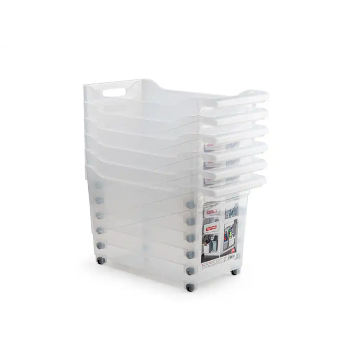 Plasticforte Carrito Multiusos N 2 Transparente con Asa, Dimensiones 485x450x240 mm (240x455x275 mm)