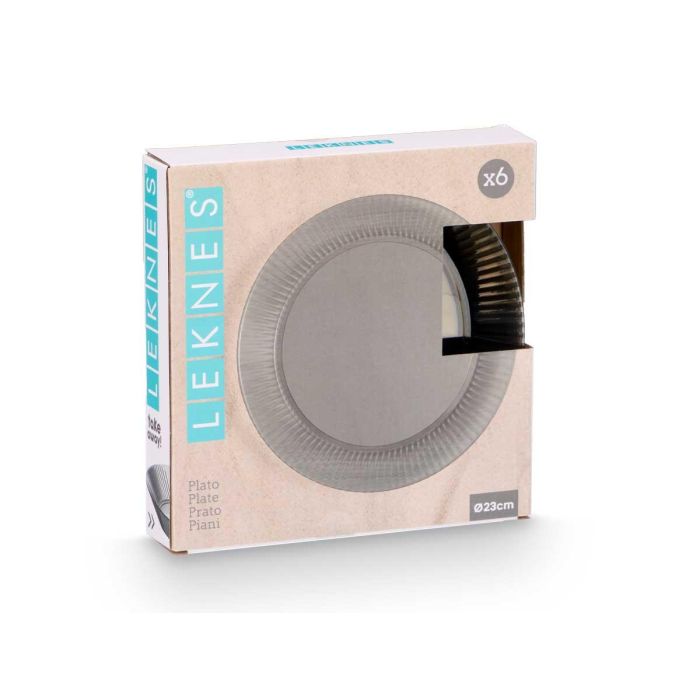 Plato Rayas Gris 23Cm Diam Leknes (24 Unidades) 1 Plato Rayas Gris 23Cm Diam Leknes (24 Unidades) 1