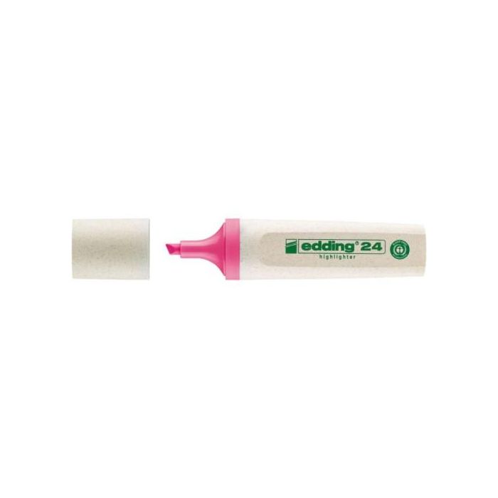Edding Marcador Fluorescente Ecoline 24 Color Rosa 24-009 Punta de Cincel Tinta Base Agua Recargable