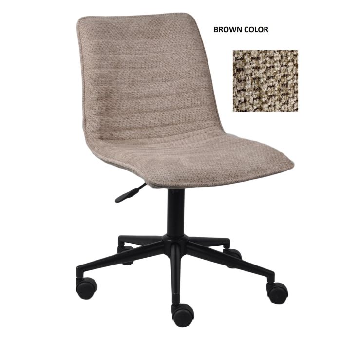 DKD Home Decor Silla de Oficina Marrón 54.5 x 78.5 x 44.5 cm Poliéster y Metal
