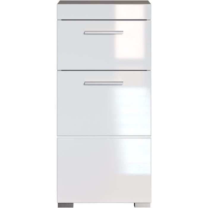 Mueble bajo de baño AMANDA - 1 puerta + 1 cajón - L37 x P31 x H79 cm - Blanco - TRENDTEAM 2 Mueble bajo de baño AMANDA - 1 puerta + 1 cajón - L37 x P31 x H79 cm - Blanco - TRENDTEAM 2