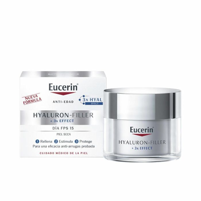 Eucerin HYALURON FILLER Crema Facial de Día para Piel Seca SPF15 con Protección UVA, Hidratante Antiarrugas y Antiedad, 50 ml