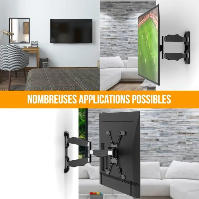 Nanook NAN1687441841782 Soporte de pared giratorio para televisores de 40 a 65 pulgadas Inclinable para LCD LED QLED OLED 4